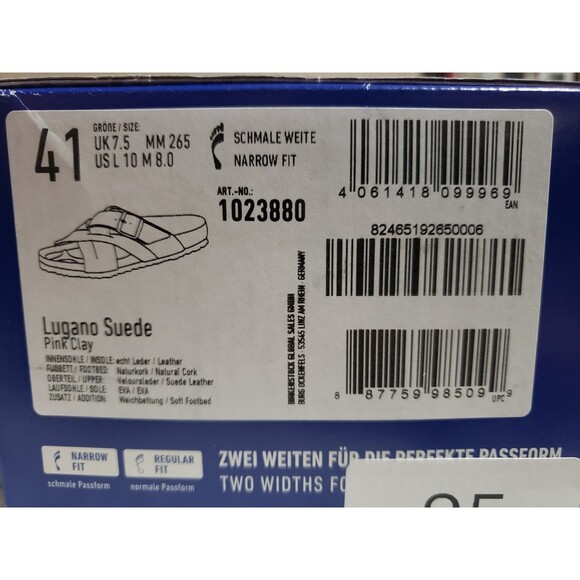 Birkenstock New w/ Box Lugano Pink Clay Suede Leather Soft Footbed Nar 41 US 10 - Picture 2 of 16